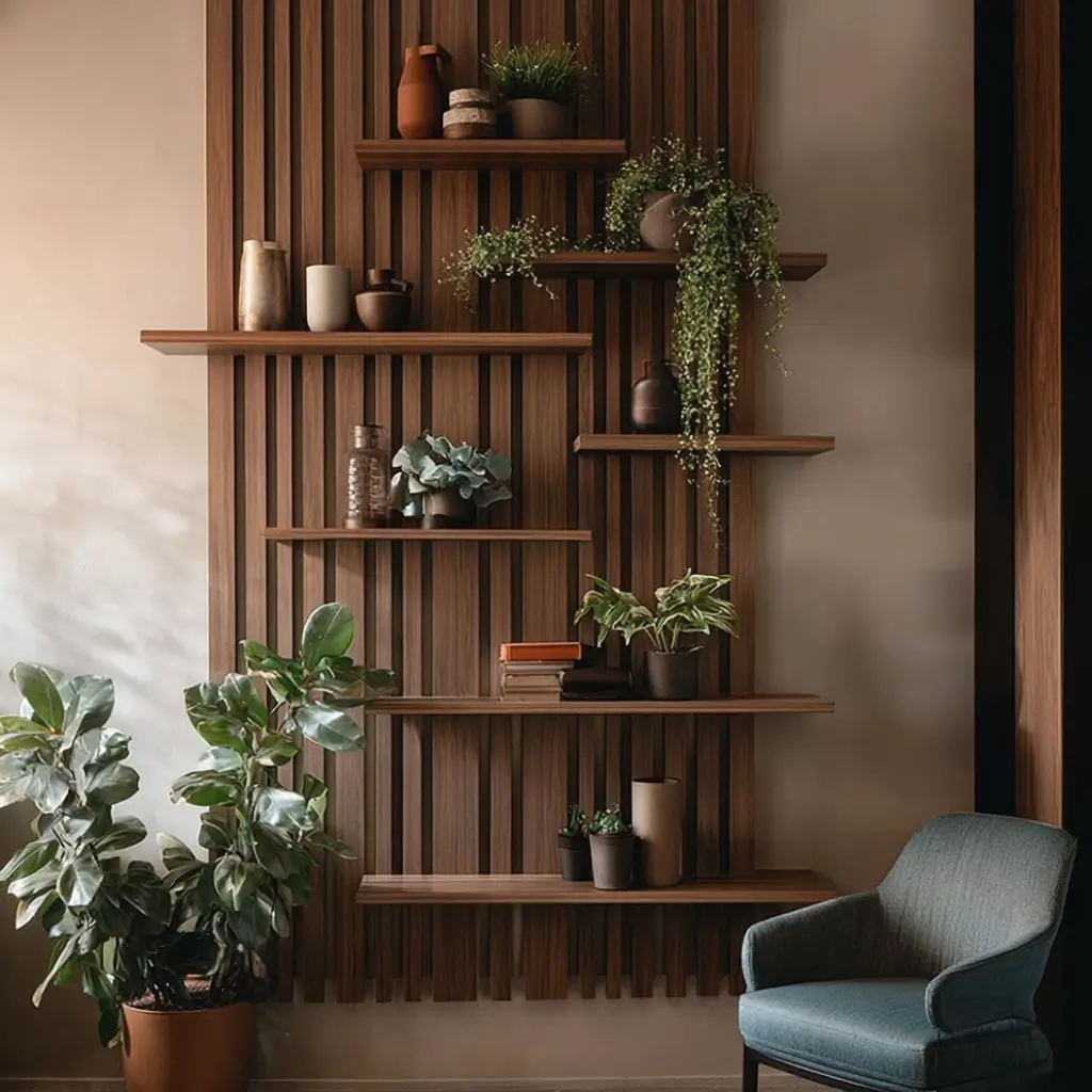 How to Create a Wooden Panel Wall with Shelves