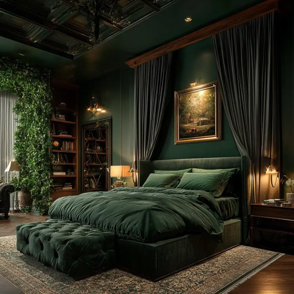 Enchanted-Retreat-Dark-Green-With-Dramatic-Lighting