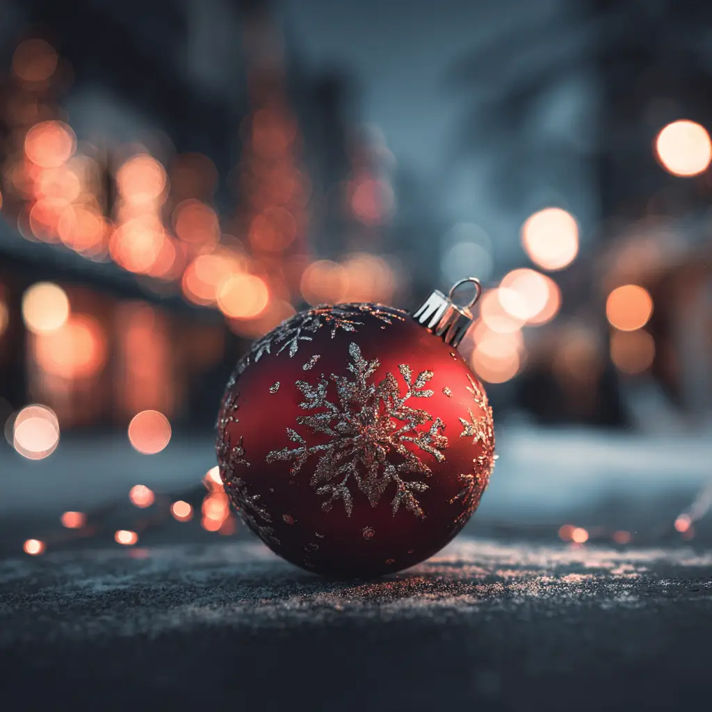 Red-Christmas-Ornament-Glow-Wallpaper