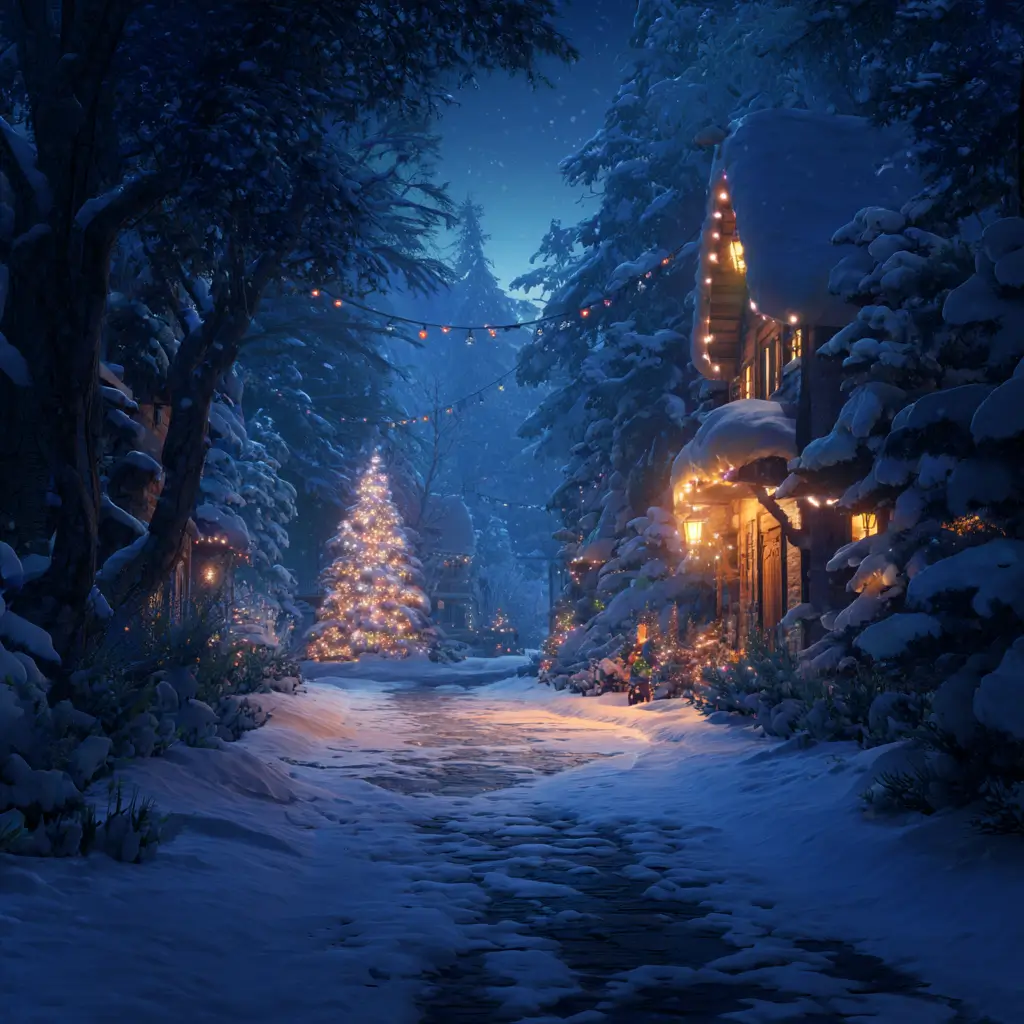 Snowy-Christmas-Village-Wallpaper