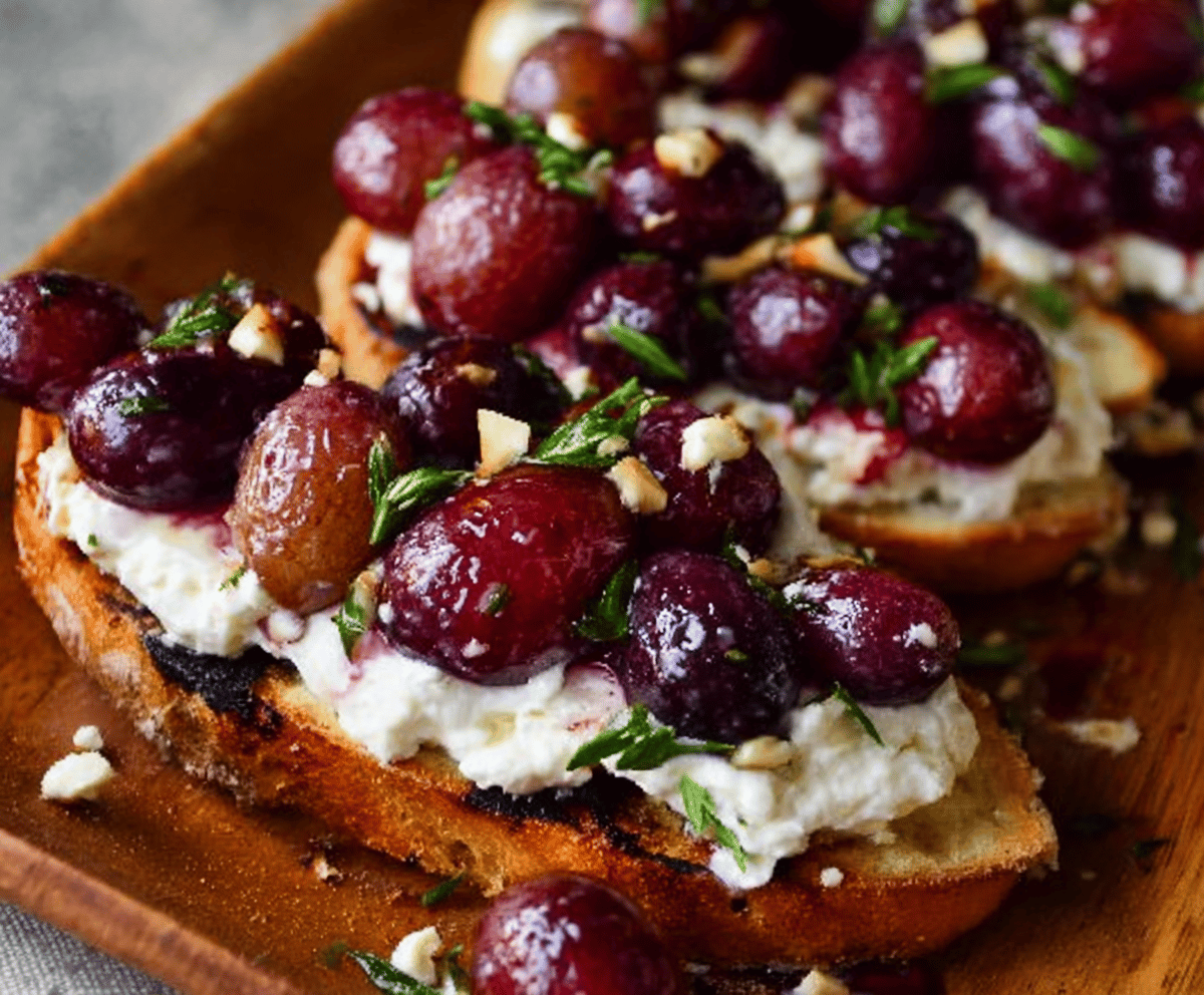 Easy Baked Grape Feta Bruschetta