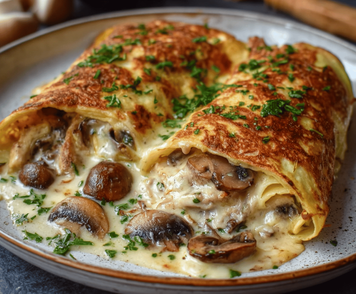Easy Chicken Mushroom Crepe Bake
