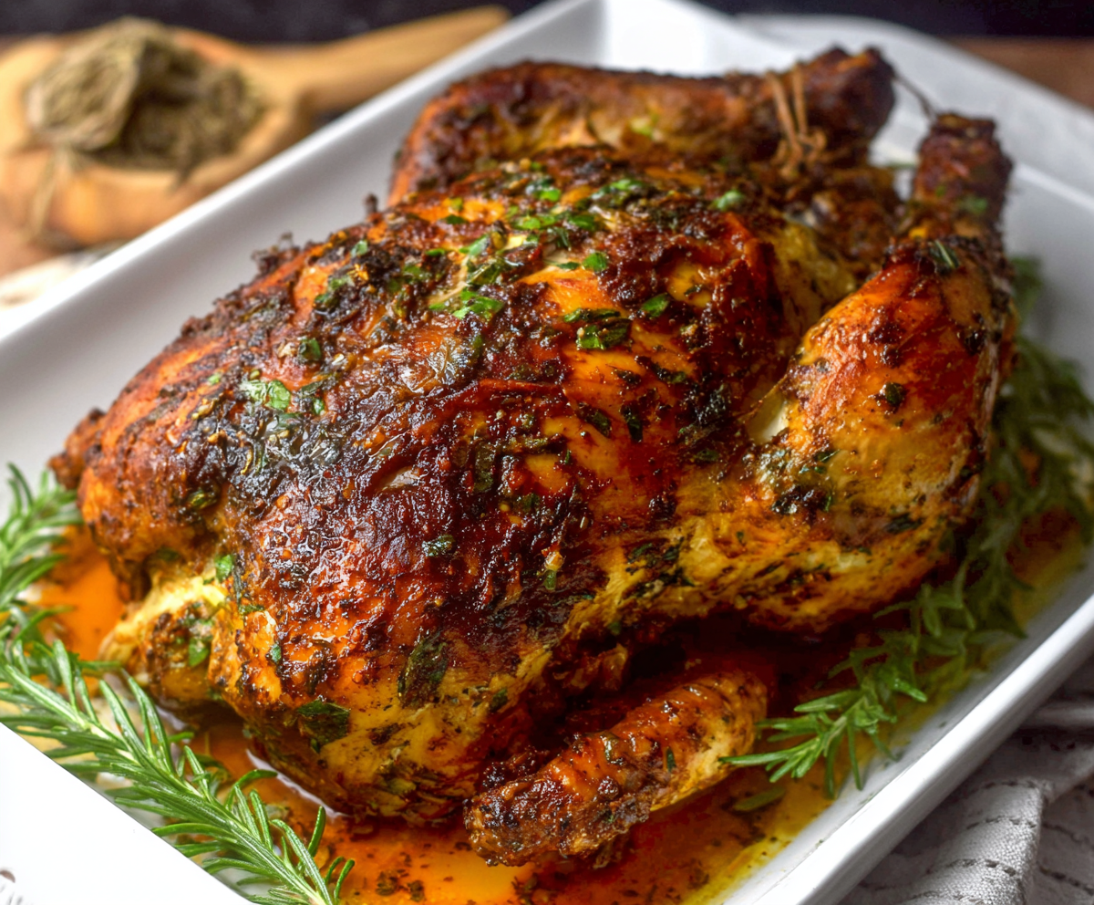 Garlic Herb Butter Roast Chicken Recipe