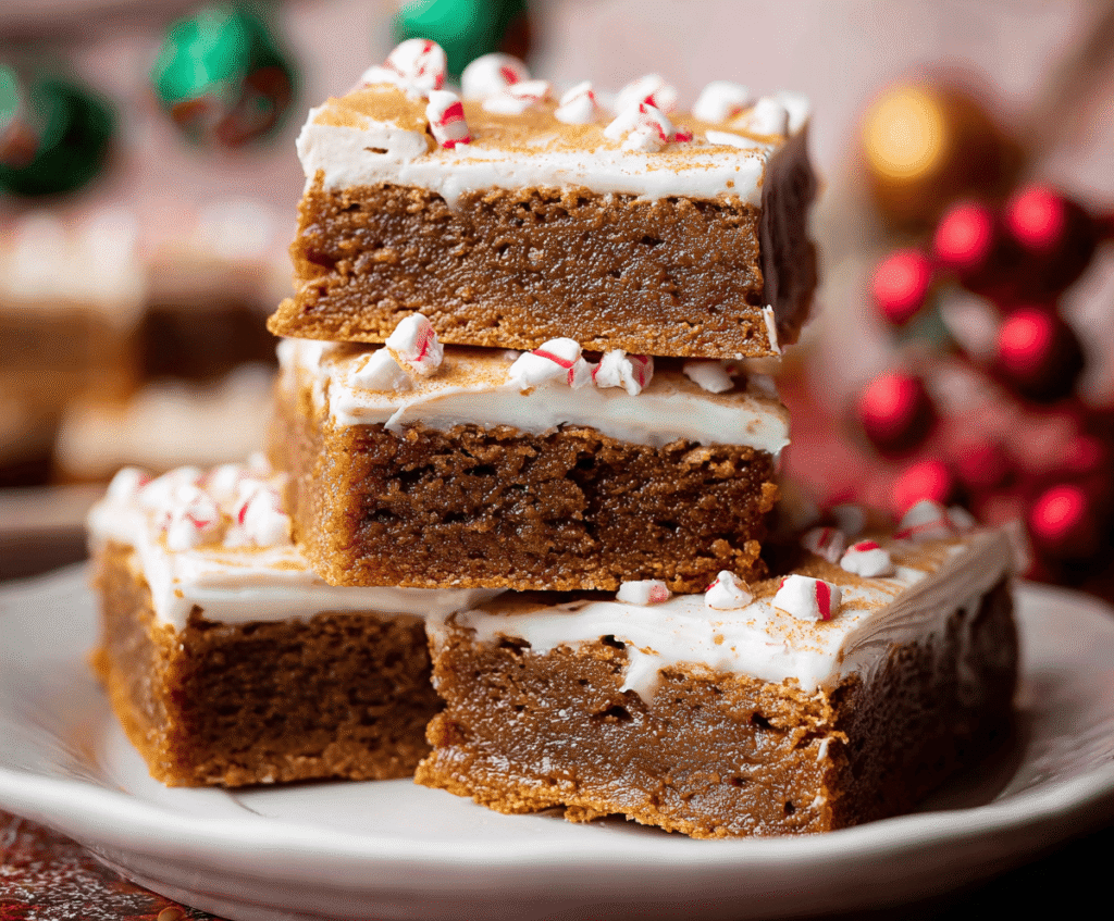 Delicious homemade gingerbread bars with rich spices and a festive look.