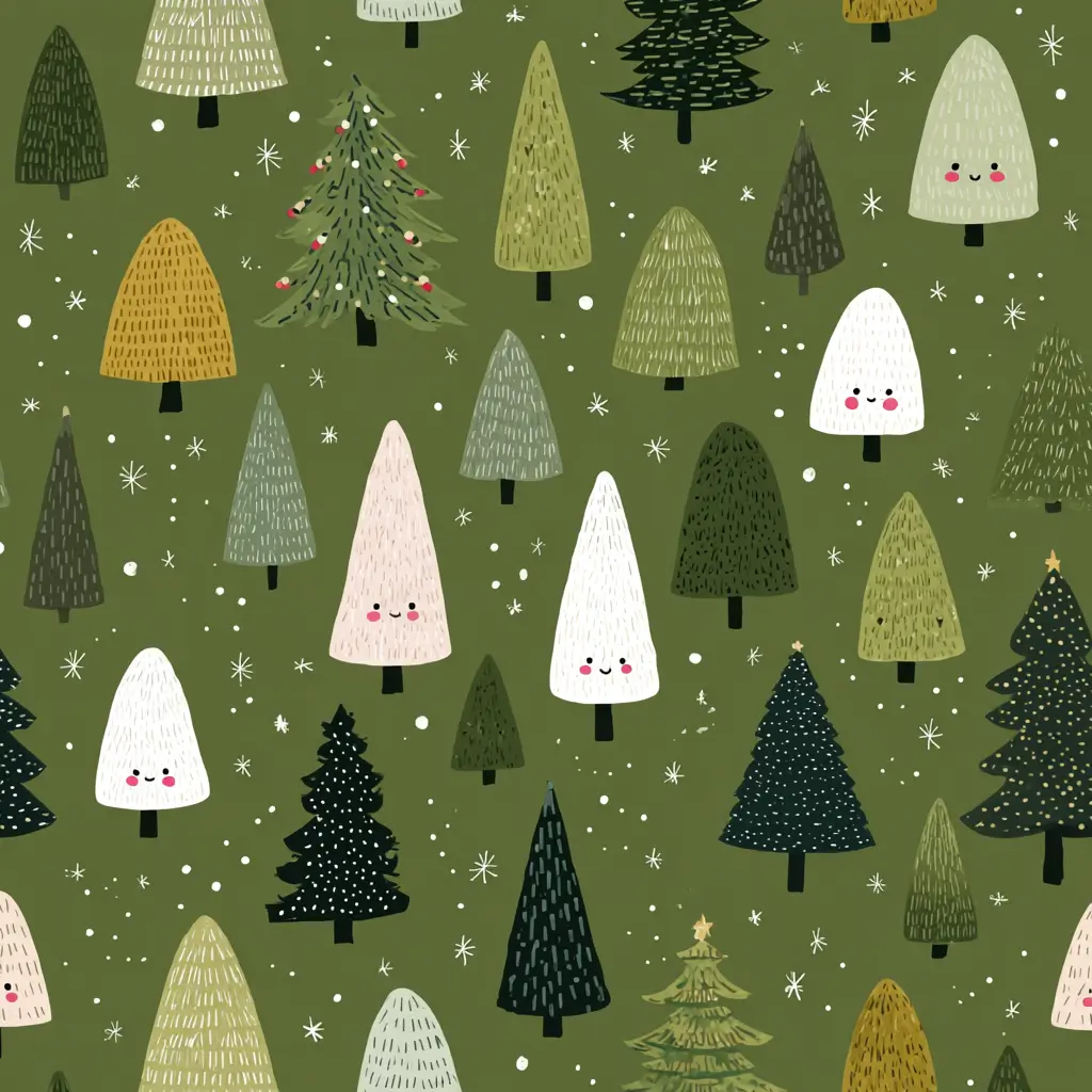 Cute Christmas Tree Pattern Wallpaper