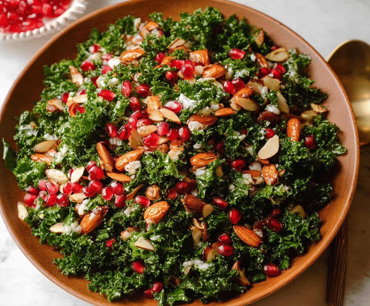 Fresh Kale Salad with Pomegranate & Almonds
