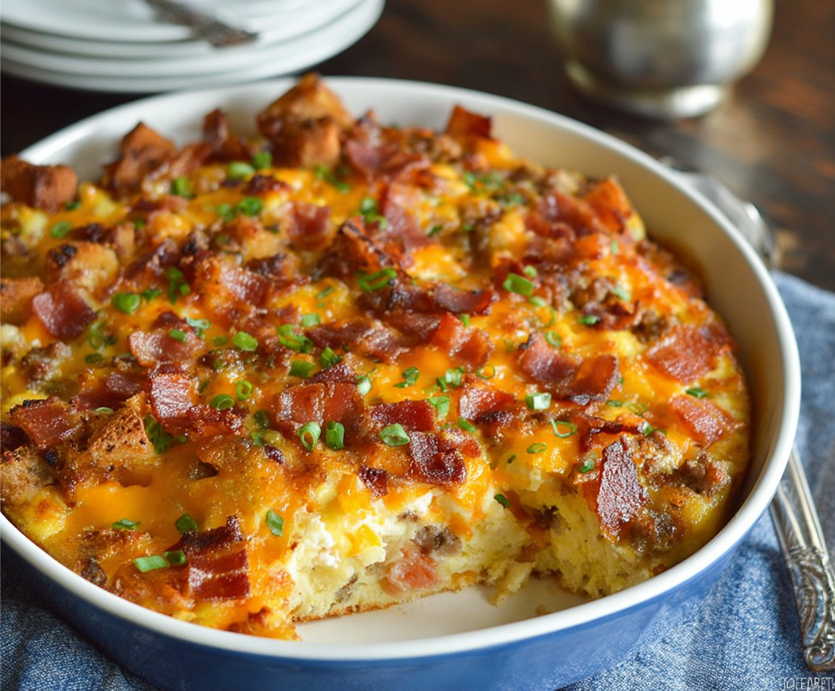 Easy Loaded Overnight Breakfast Casserole