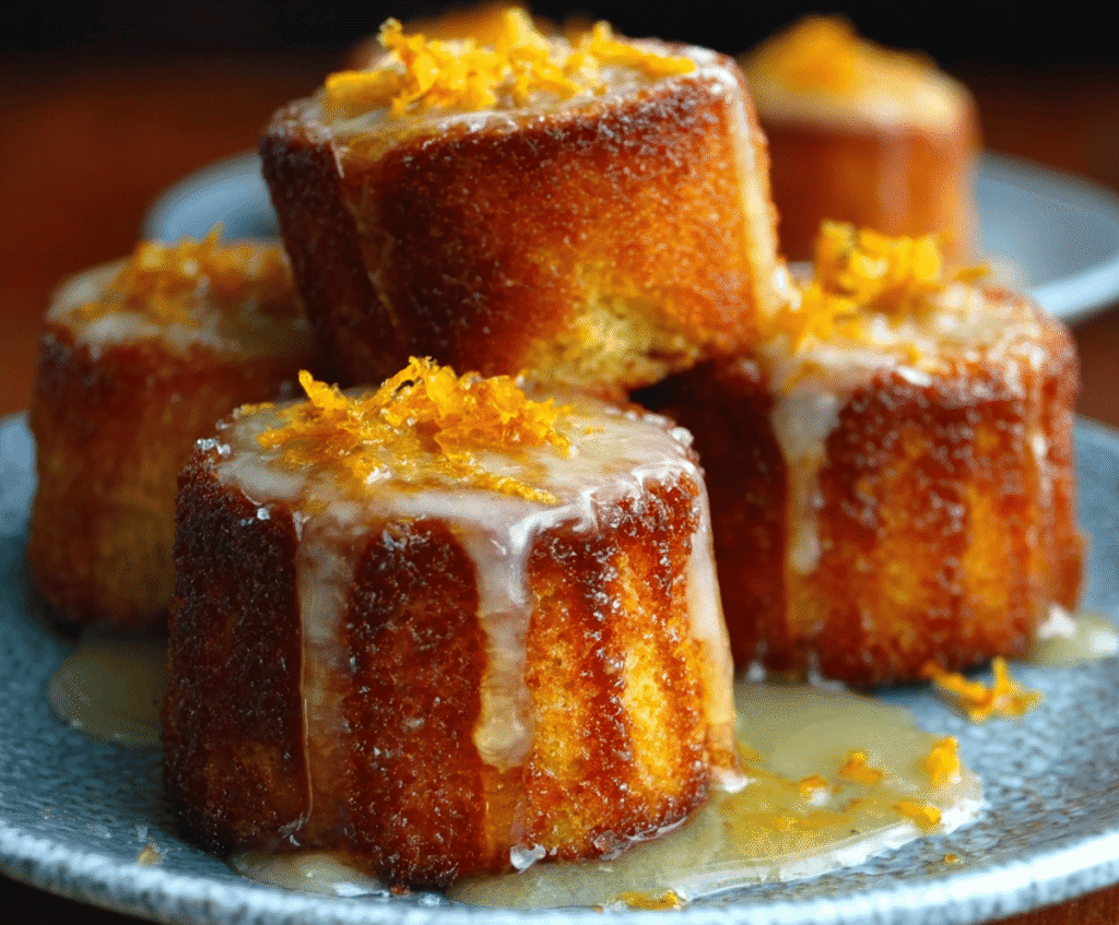 Delicious Orange Ginger Honey Cakes with a golden-brown crust, perfect for a sweet treat.