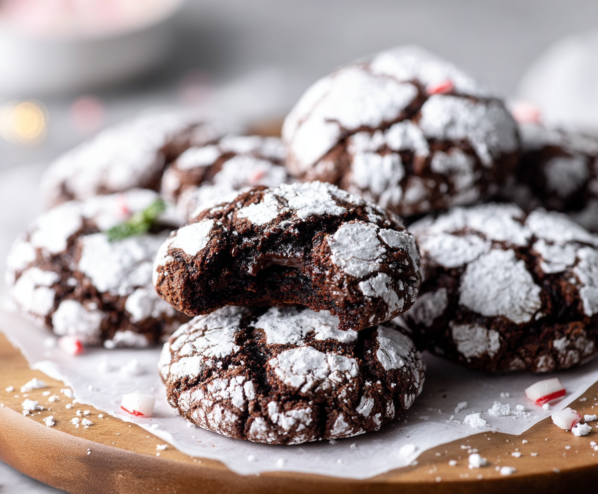 Easy Peppermint Chocolate Crinkle Cookies
