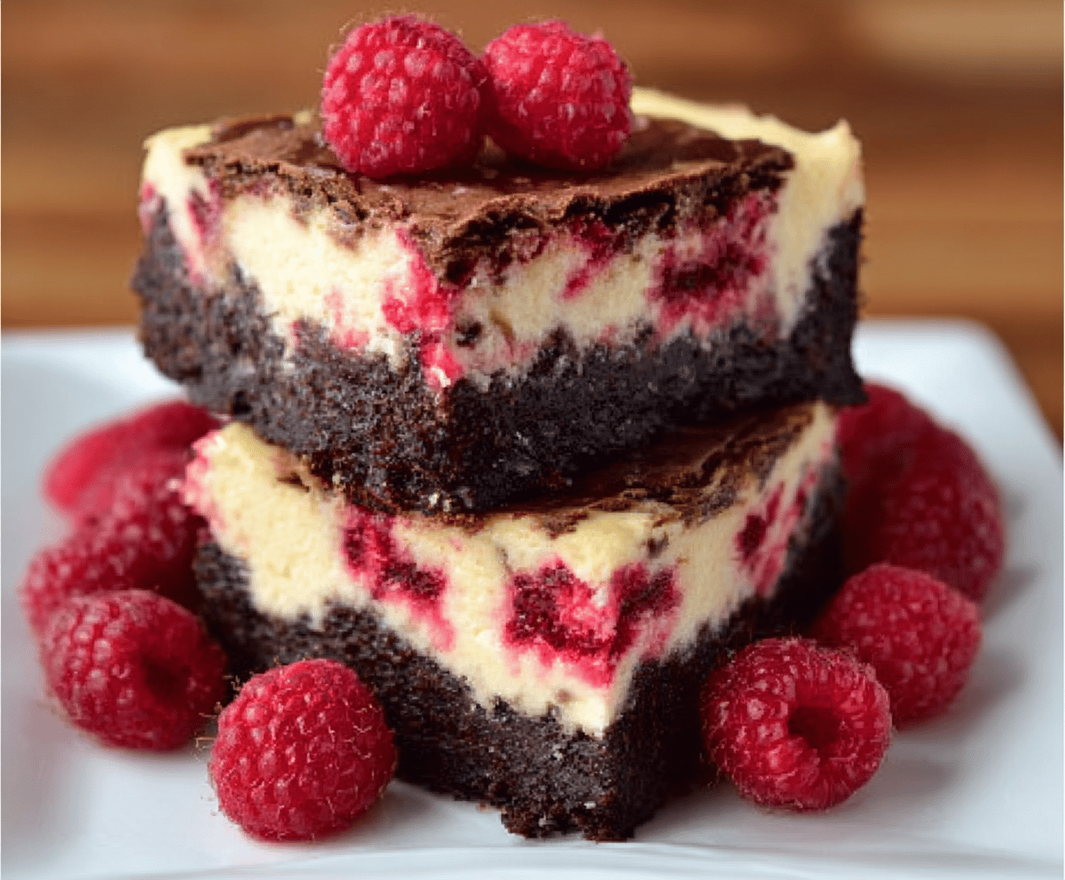 Delicious Raspberry Brownie Cheesecake