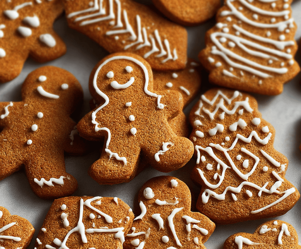 A plate of freshly baked soft gingerbread cookies with a warm, inviting aroma and a sprinkle of sugar on top.