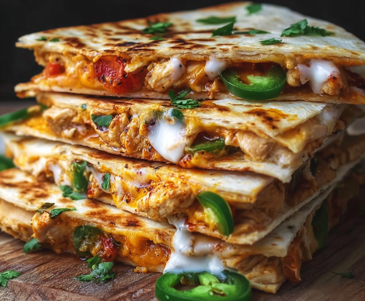 Easy Cheesy Hot Honey Chicken Quesadillas
