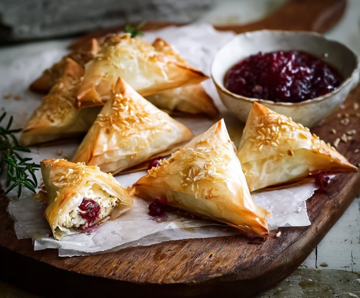 Easy Cranberry Brie Filo Pastries