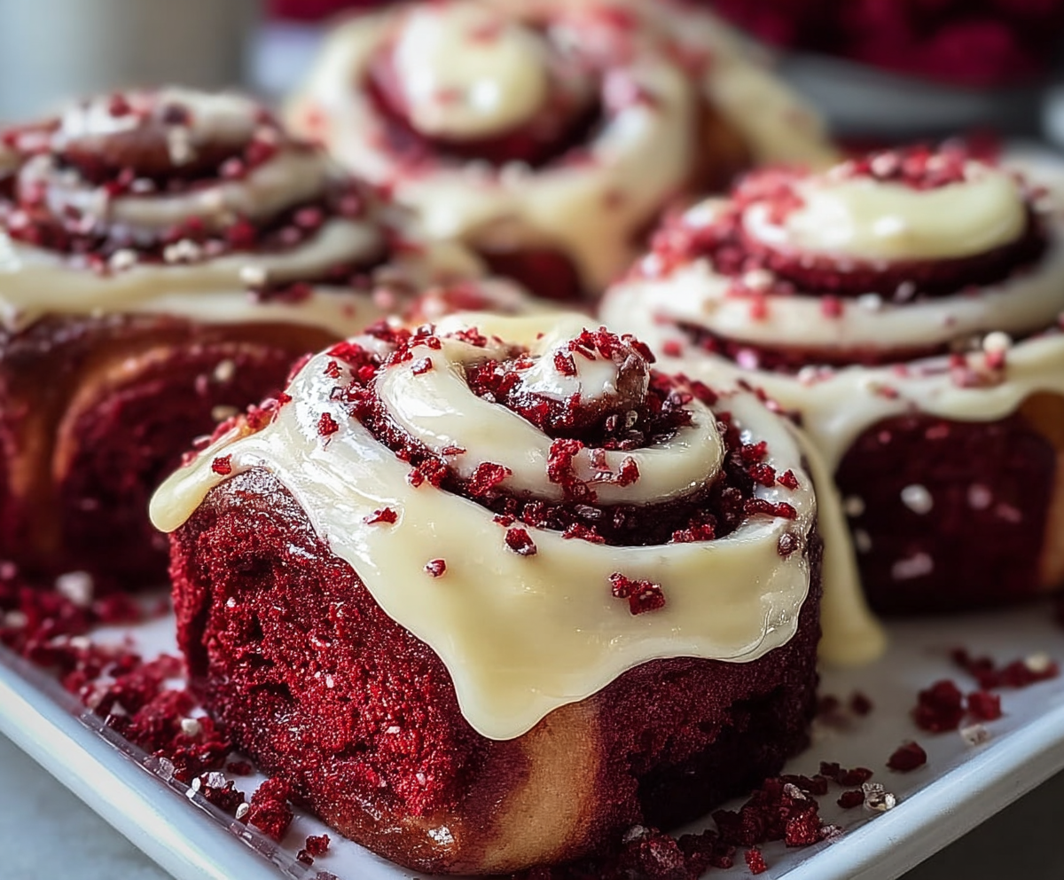 Red Velvet Cinnamon Rolls for Valentine’s