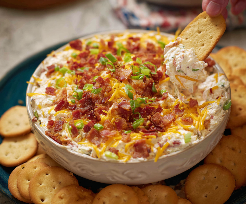 Creamy Million Dollar Dip served with fresh vegetables and tortilla chips for a delicious appetizer.