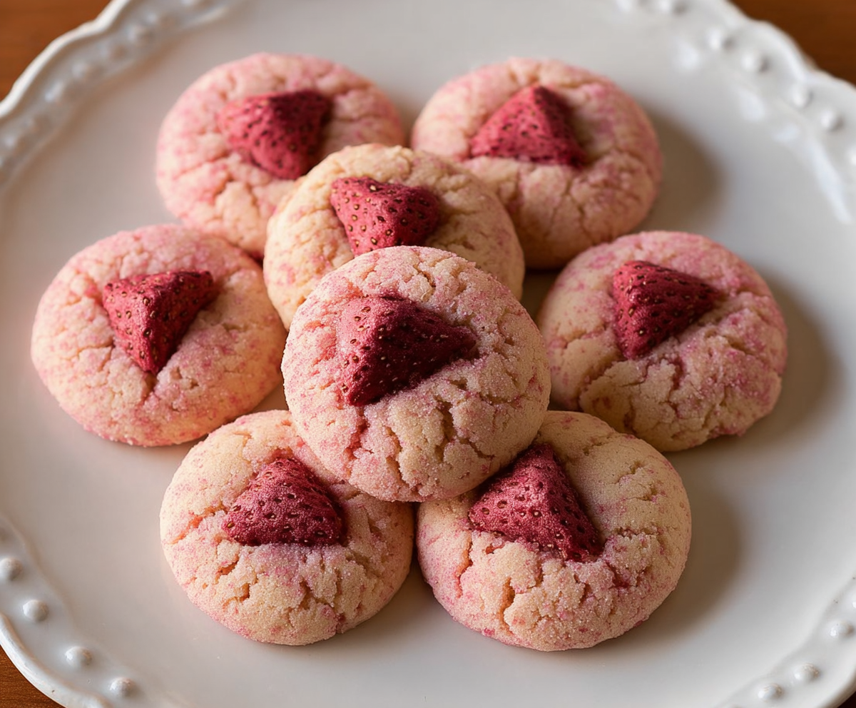 Easy Strawberry Kiss Cookies for Valentines