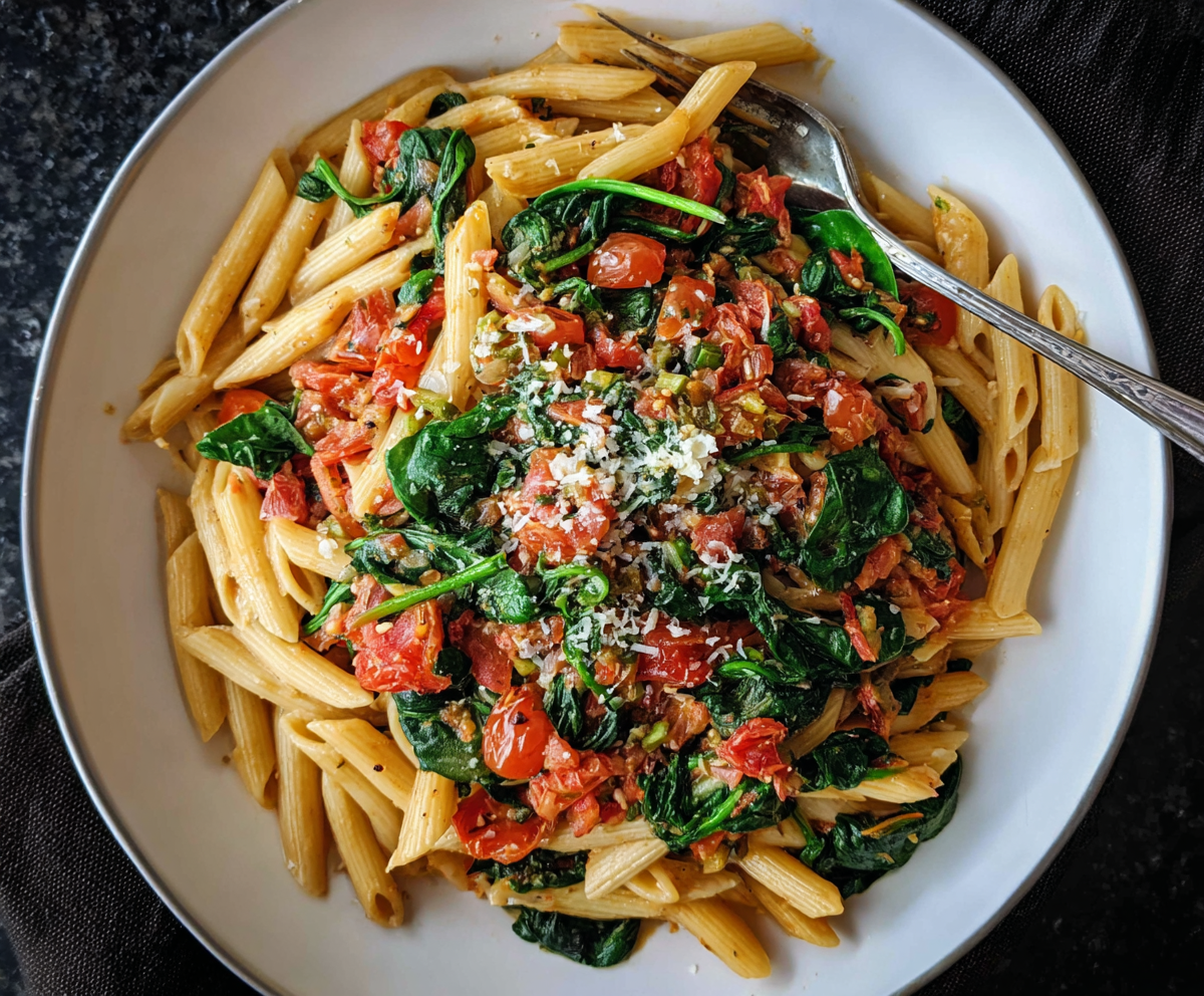 Easy Tomato Spinach Pasta Recipe