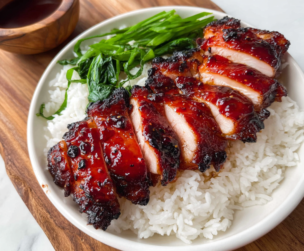Delicious Char Siu Chicken with glossy, flavorful marinade and roasted to perfection.