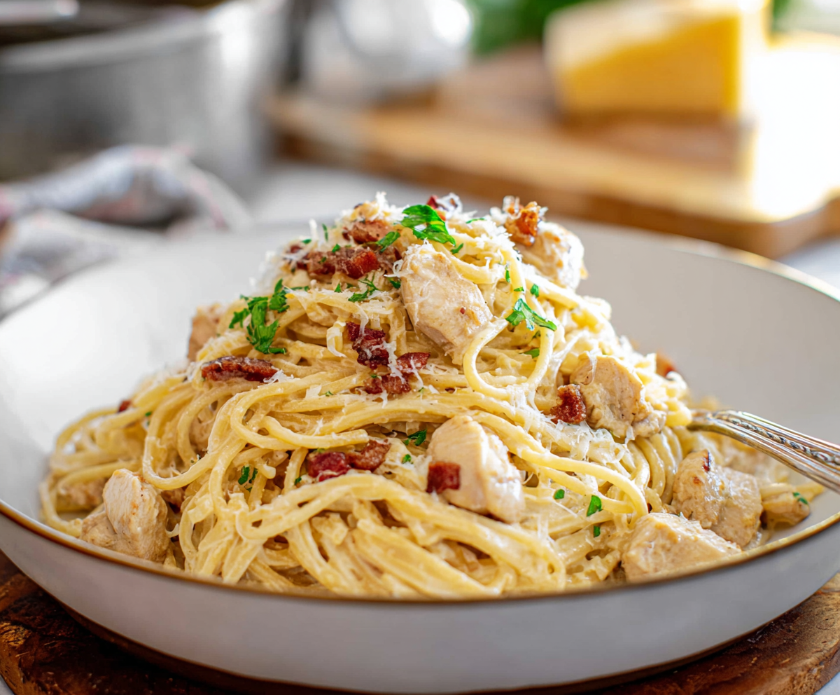 Easy Chicken Carbonara Pasta