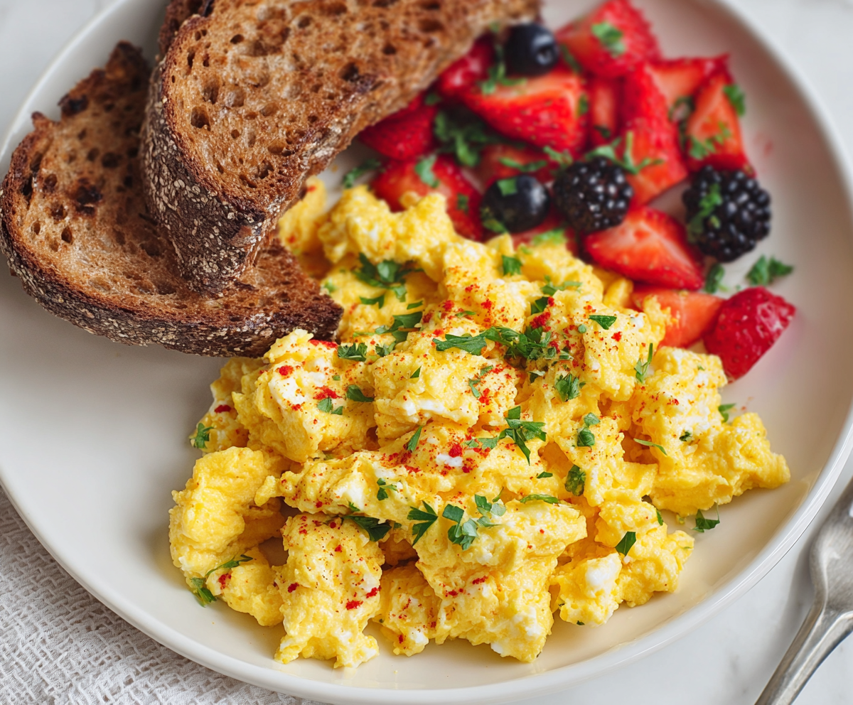 Creamy Cottage Cheese Scrambled Eggs