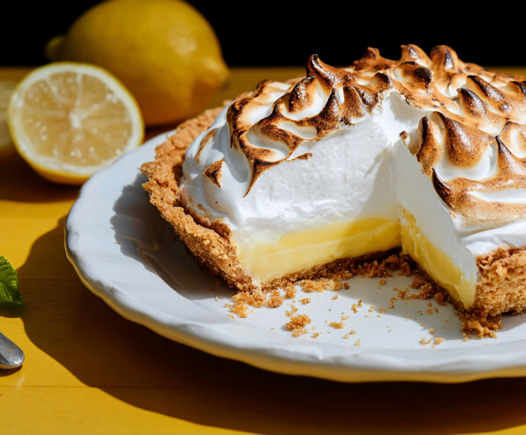 Delicious Lemon Meringue Pie with a fluffy meringue topping and zesty lemon filling.