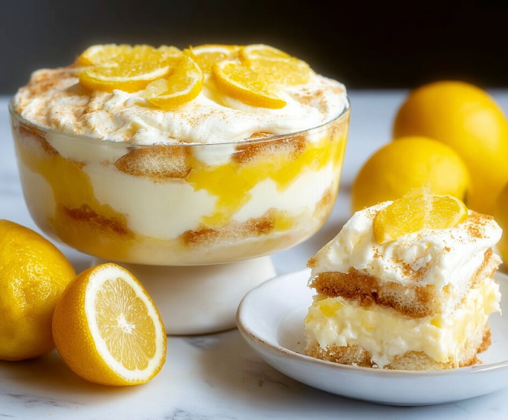 Delicious Lemon Tiramisu dessert with creamy layers and fresh lemon zest