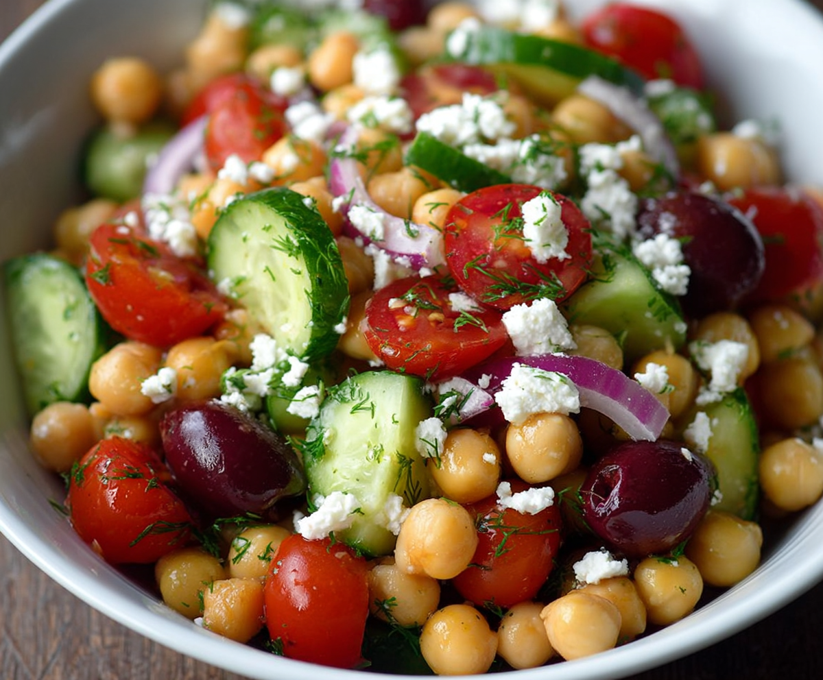 Easy Mediterranean Chickpea Salad with Feta
