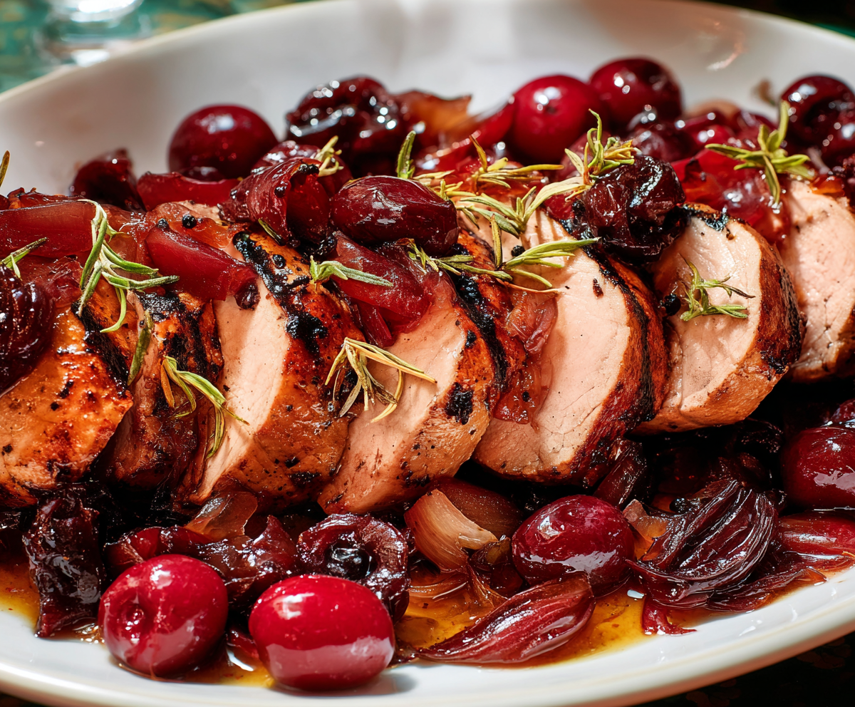 Easy Pork Tenderloin with Agrodolce Cherries