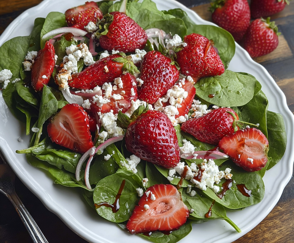 Fresh Strawberry Spinach Salad with Goat Cheese