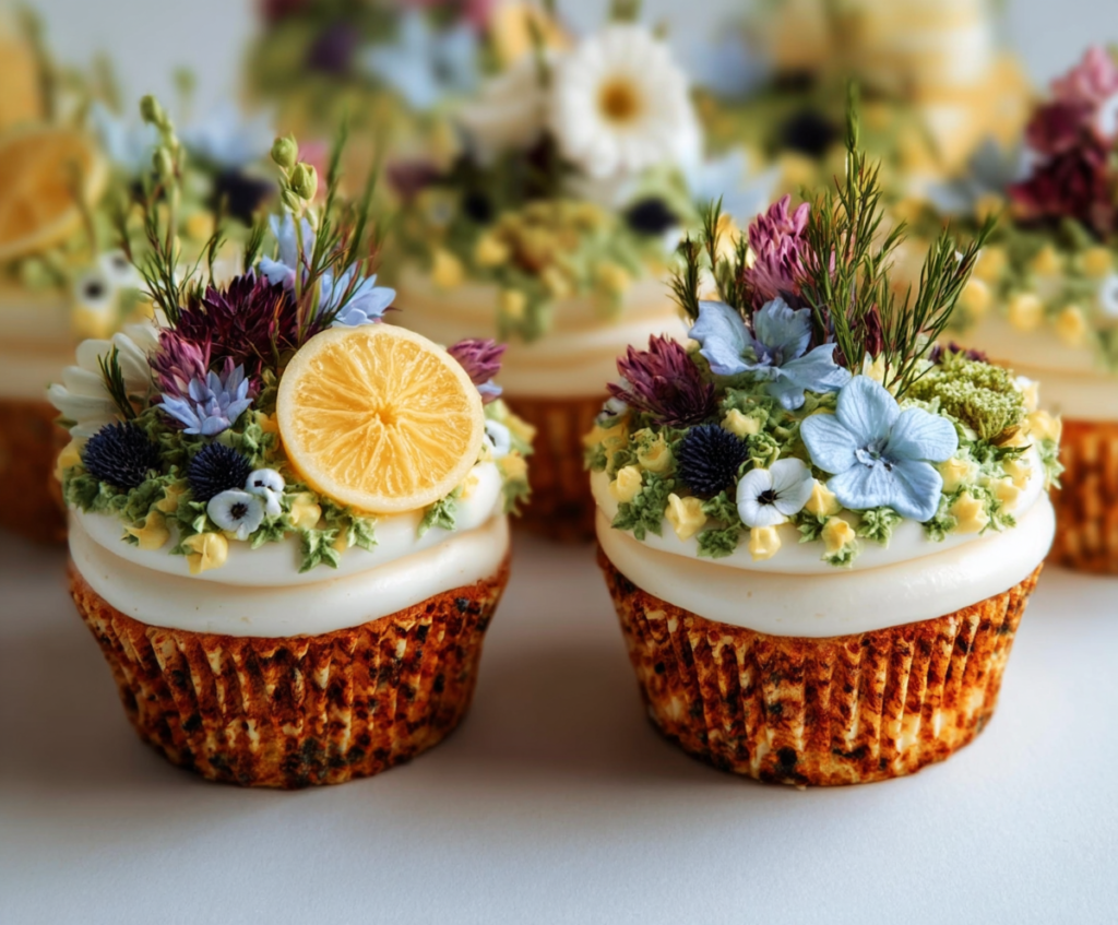 Colorful Viral Wildflower Cupcakes decorated with vibrant icing and edible floral toppings for a festive occasion.