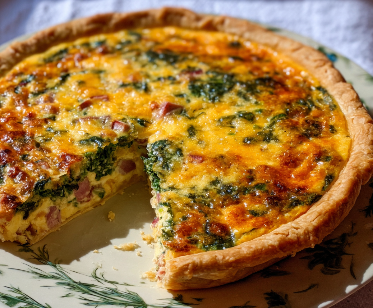 Easy Easter Ham & Spinach Quiche