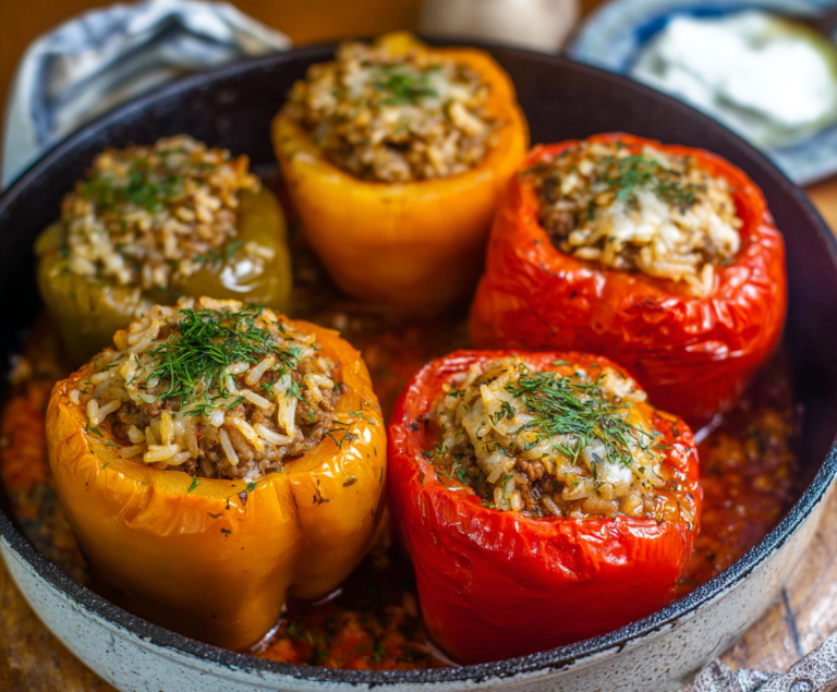 Easy Stuffed Bell Peppers with Ground Beef and Rice