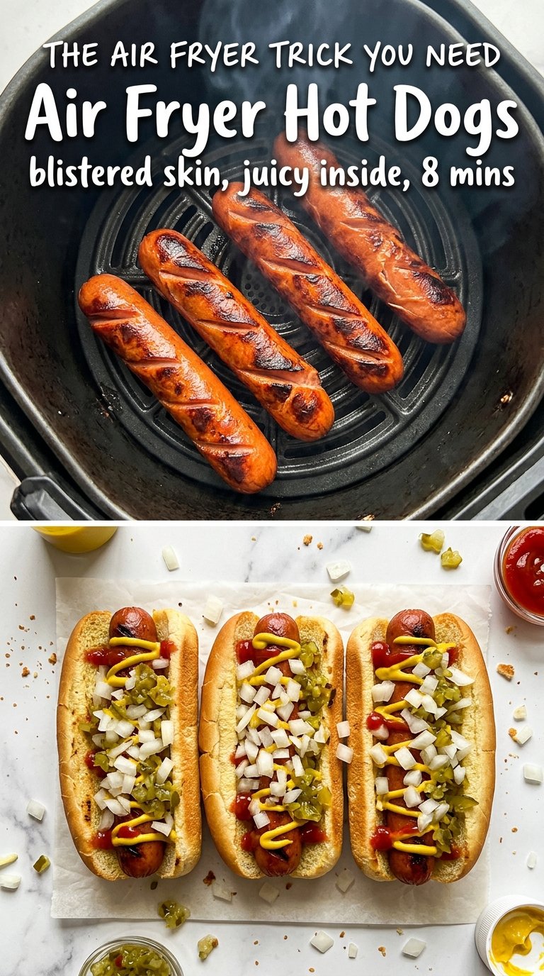 Air Fryer Hot Dogs crispy juicy