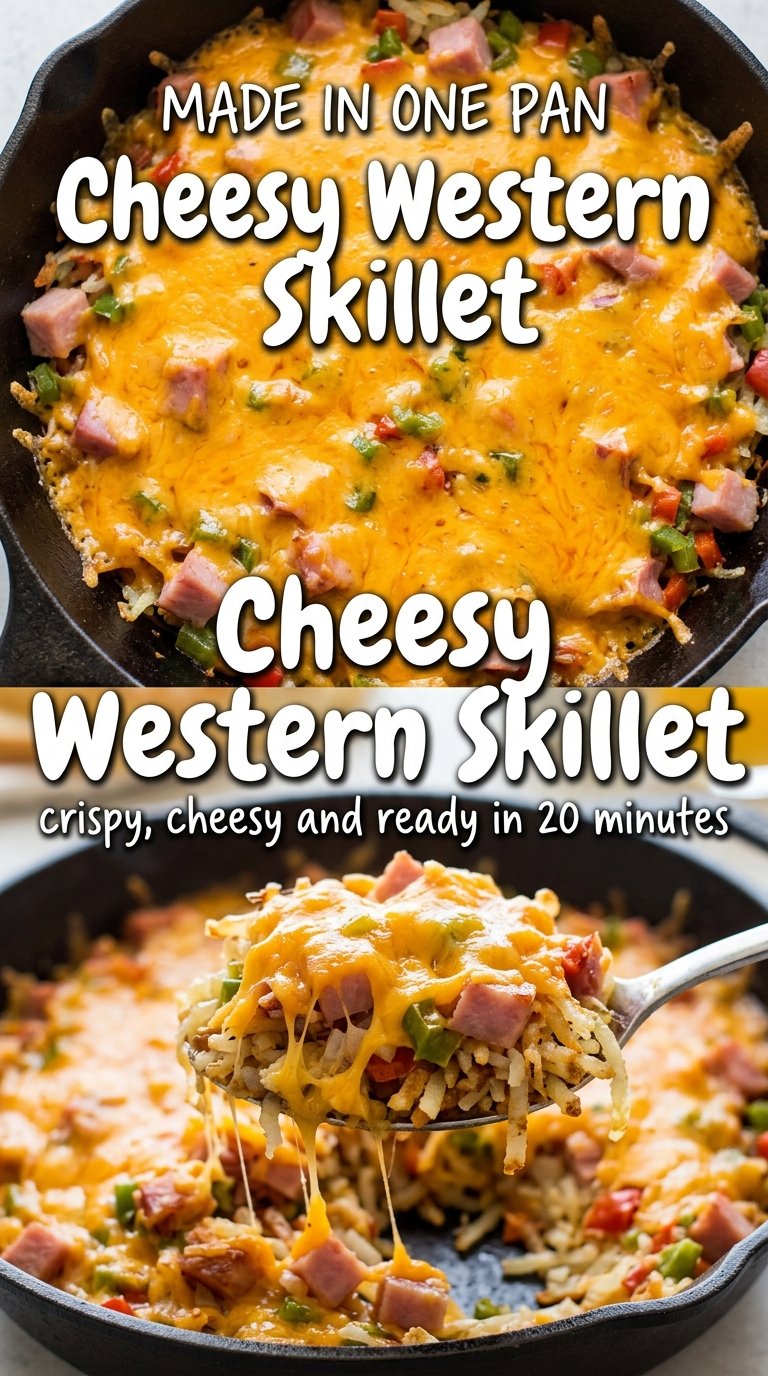 Cheesy Western Skillet with Hash Browns and Ham