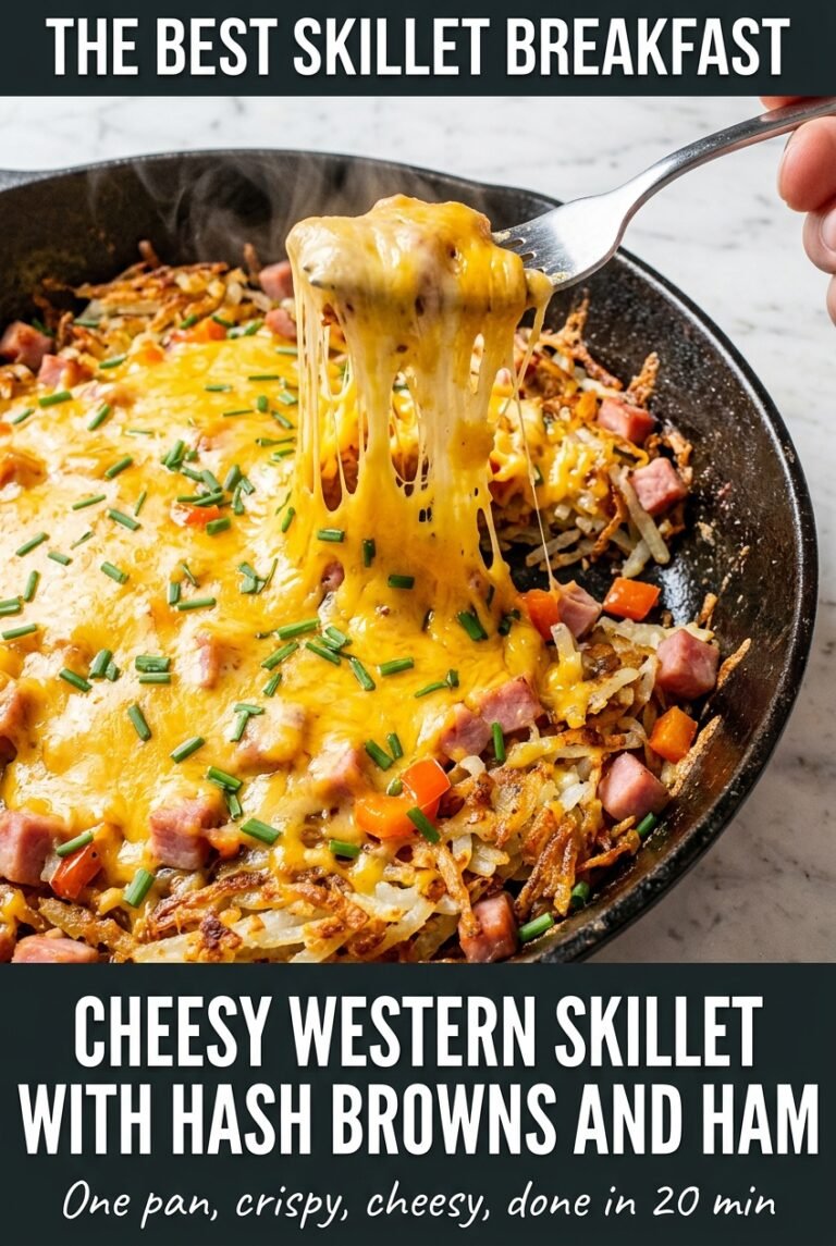 Cheesy Western Skillet with Hash Browns and Ham