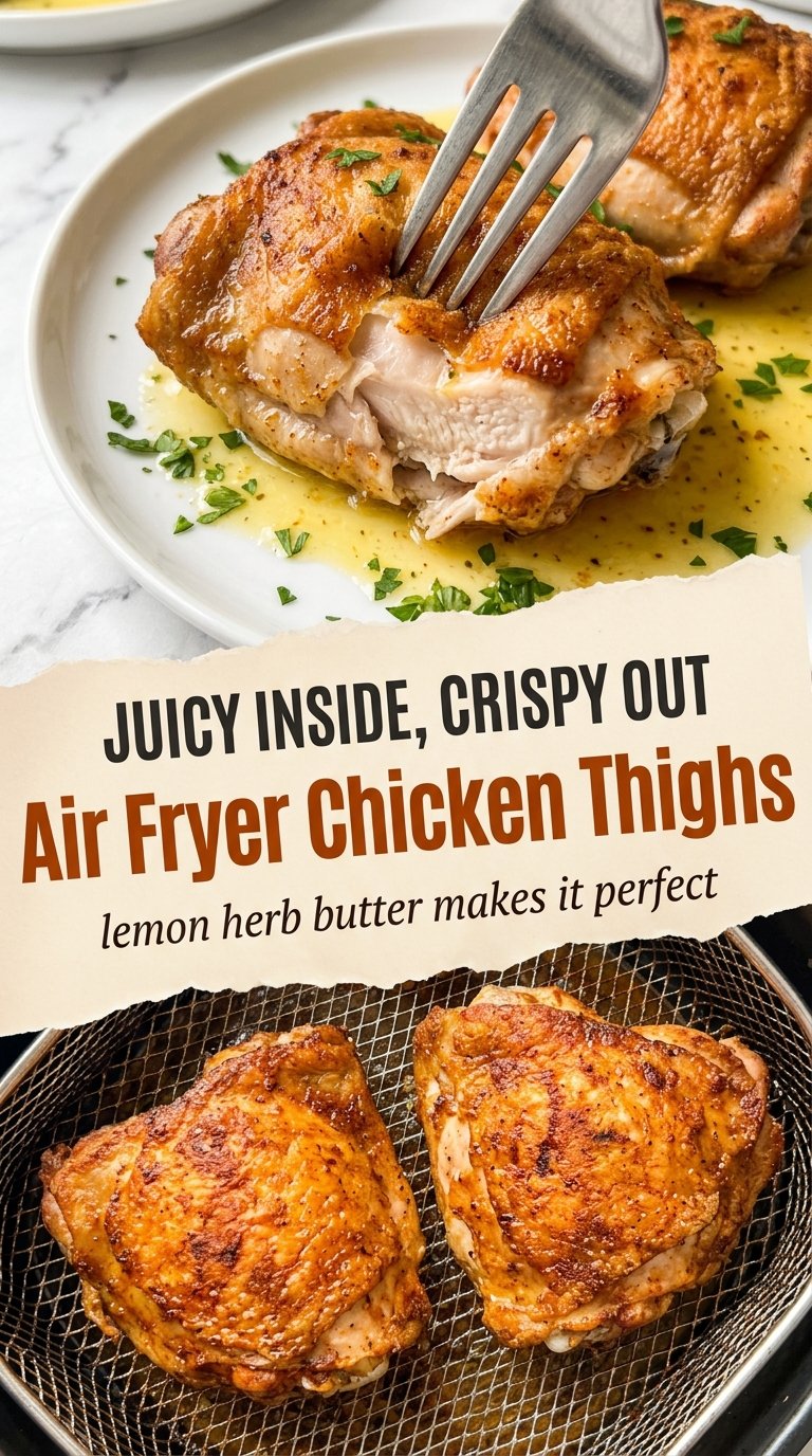 Crispy Air Fryer Chicken Thighs with Lemon Herb Butter crispy lemony