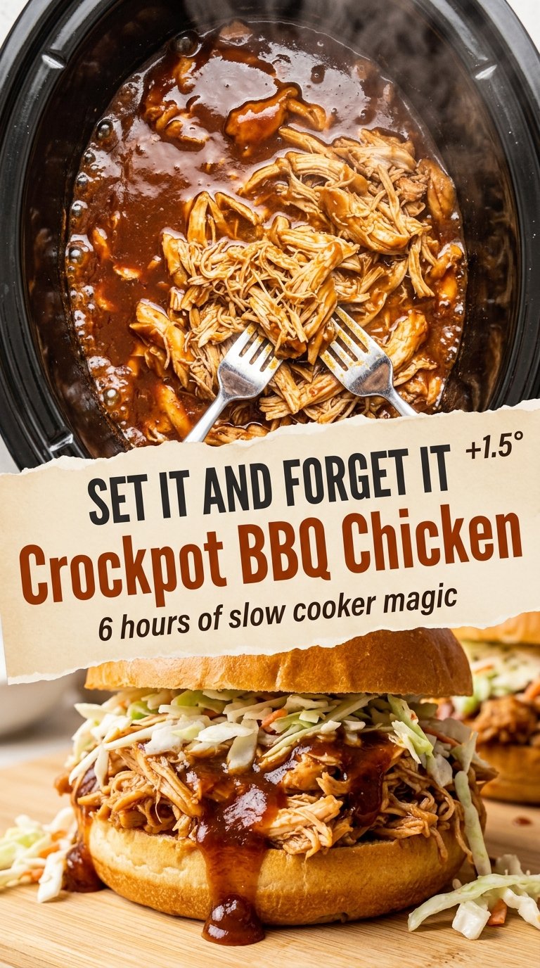 Crockpot BBQ Chicken saucy shredded