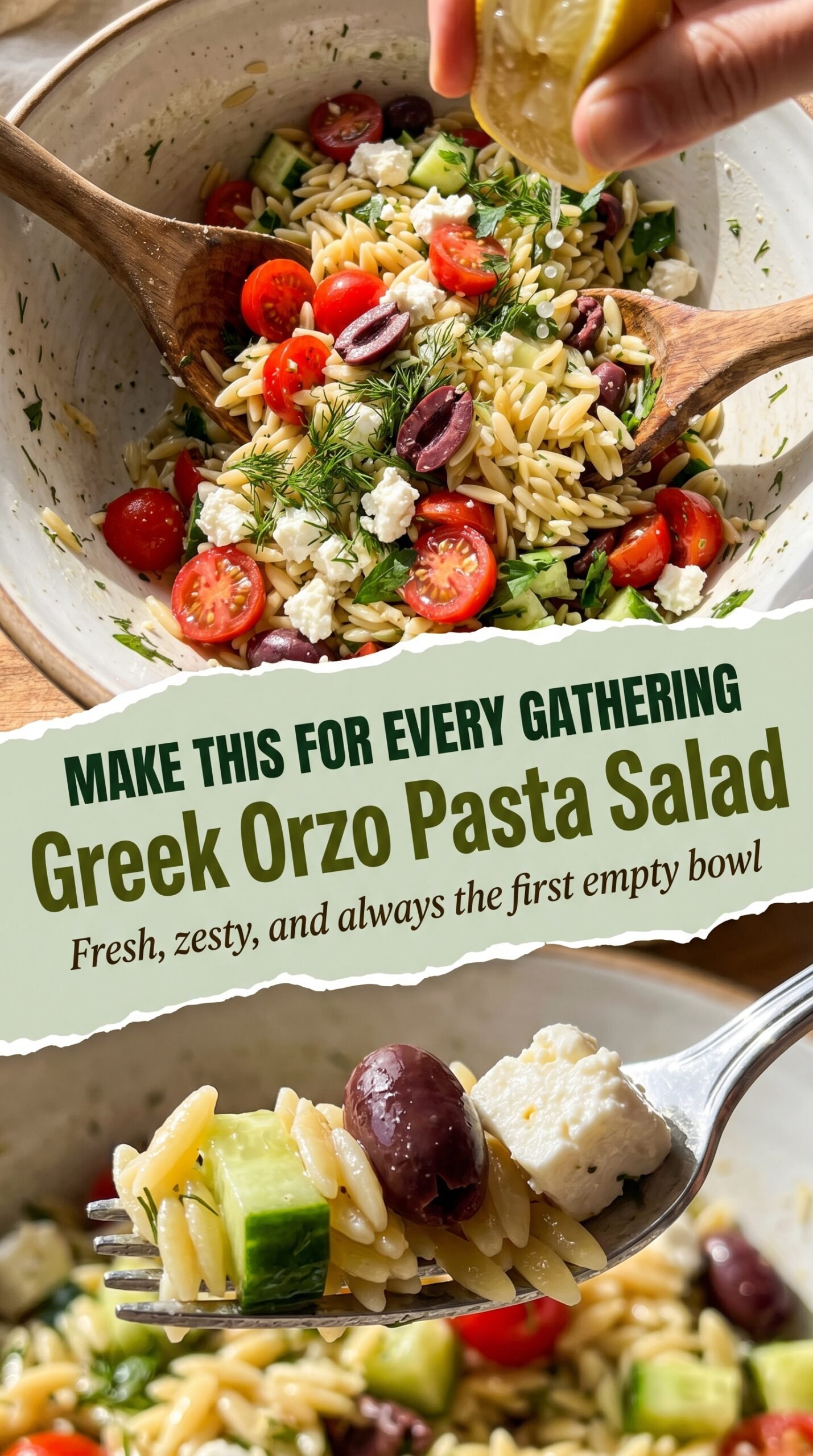 Greek orzo pasta salad with feta and olives