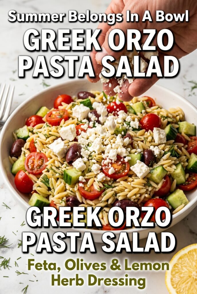 Greek Orzo Pasta Salad with Feta and Olives