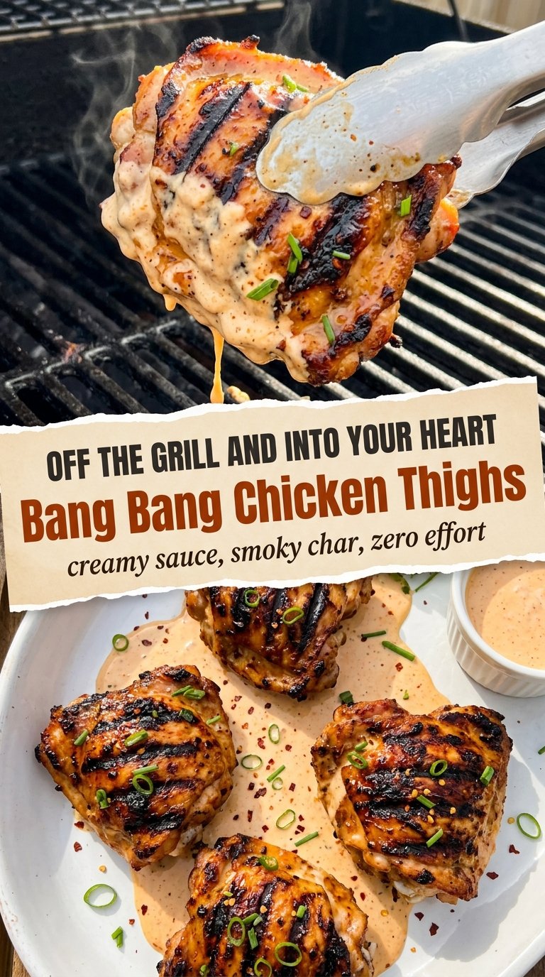 Grilled Bang Bang Chicken Thighs with Creamy Sauce