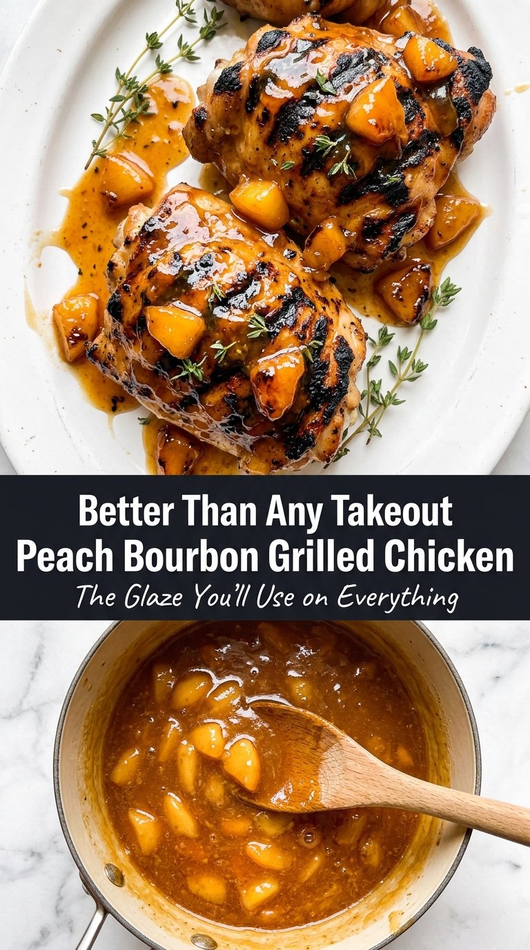 Grilled Chicken with Peach Bourbon Glaze smoky caramelized