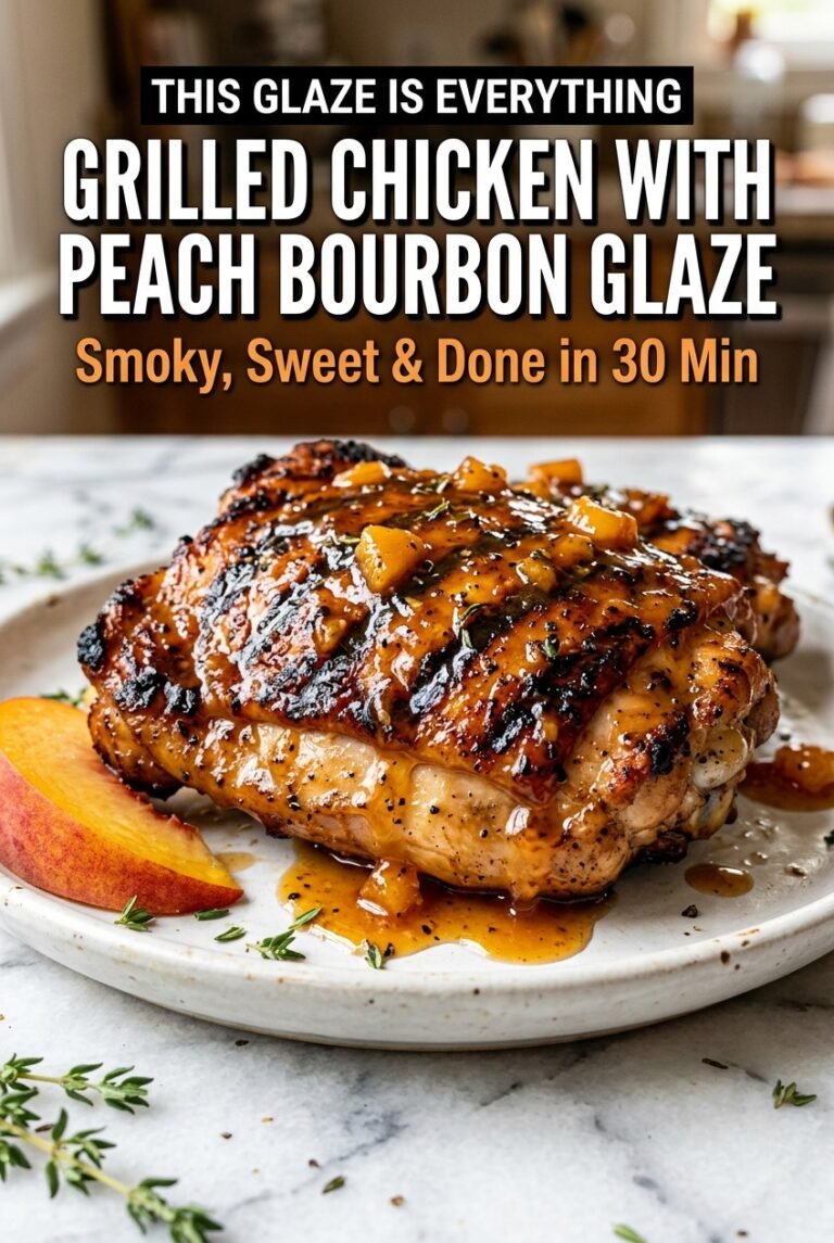 Grilled Chicken with Peach Bourbon Glaze