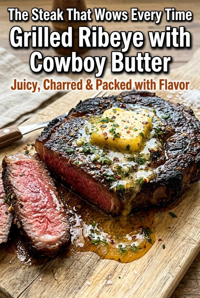 Grilled Ribeye Steak with Cowboy Butter