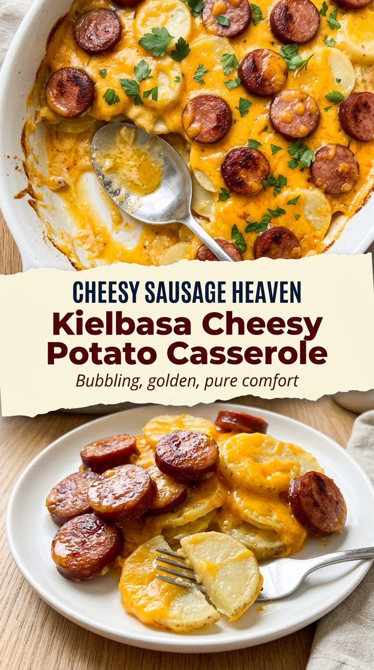 Kielbasa Sausage Cheesy Potato Casserole smoky cheesy baked