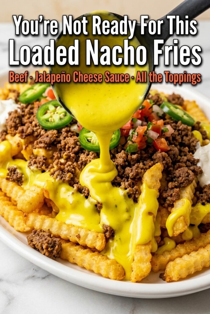 Loaded Nacho Fries with Beef and Jalapeño Cheese Sauce