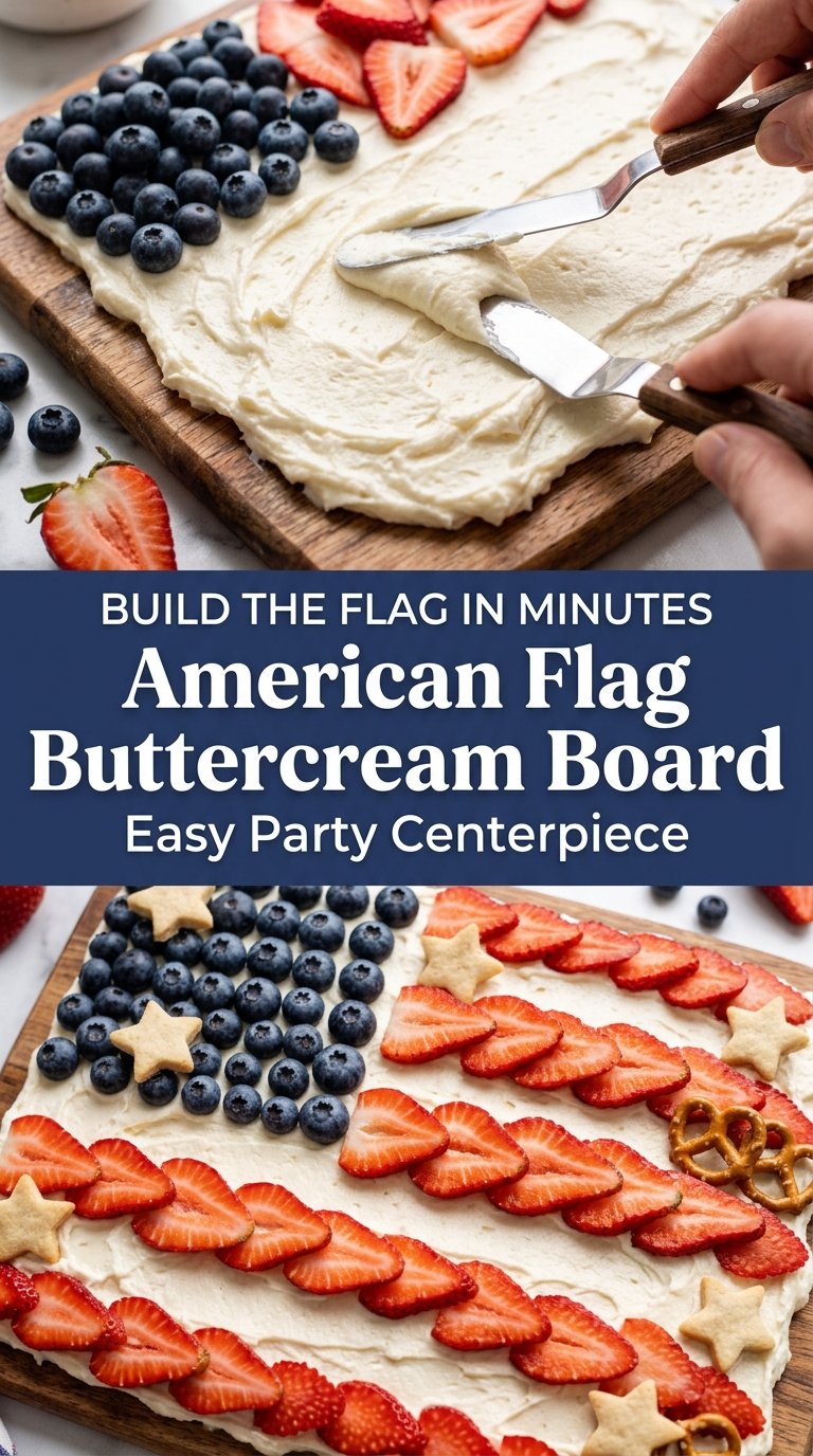 American Flag Buttercream Board creamy berries