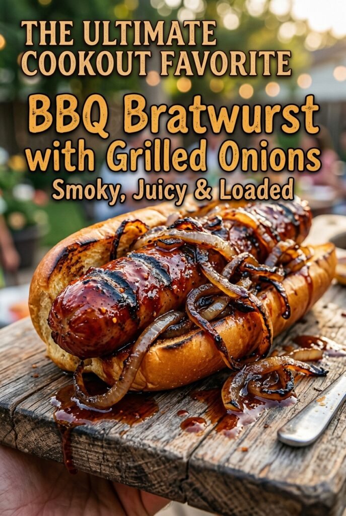 BBQ Bratwurst with Grilled Onions