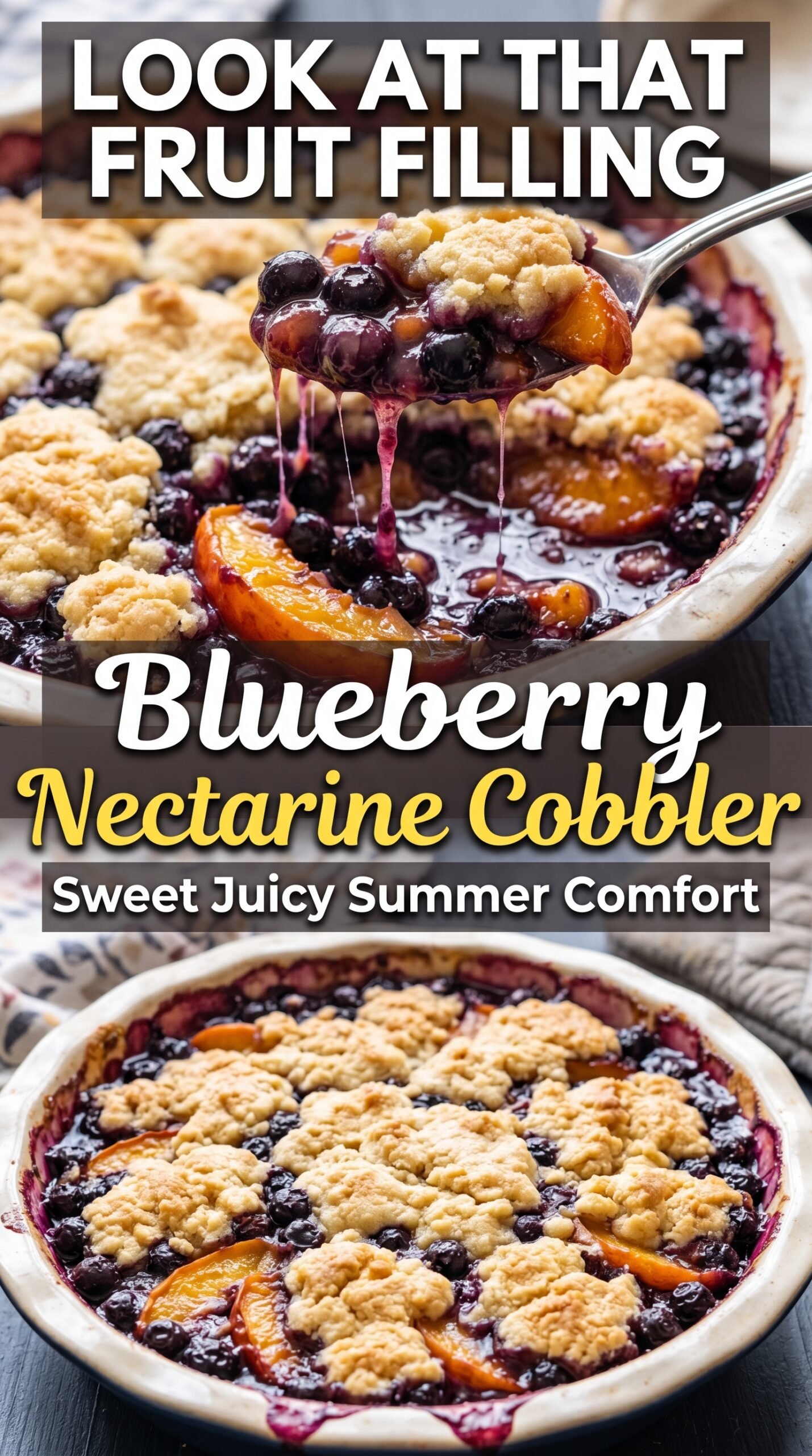 Blueberry nectarine cobbler juicy golden