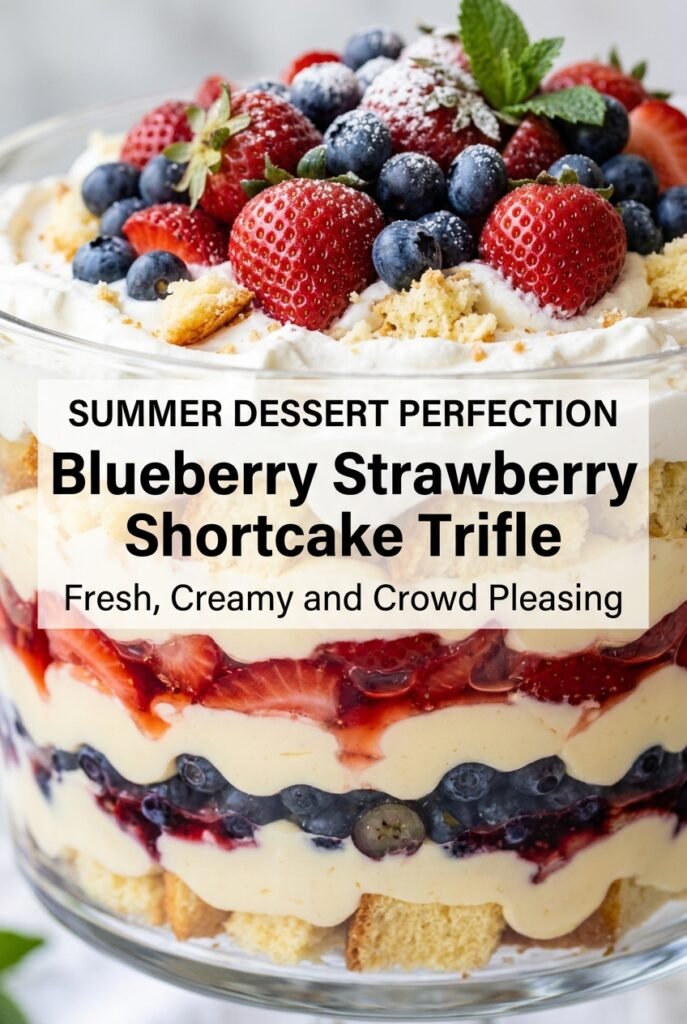 Blueberry Strawberry Shortcake Trifle