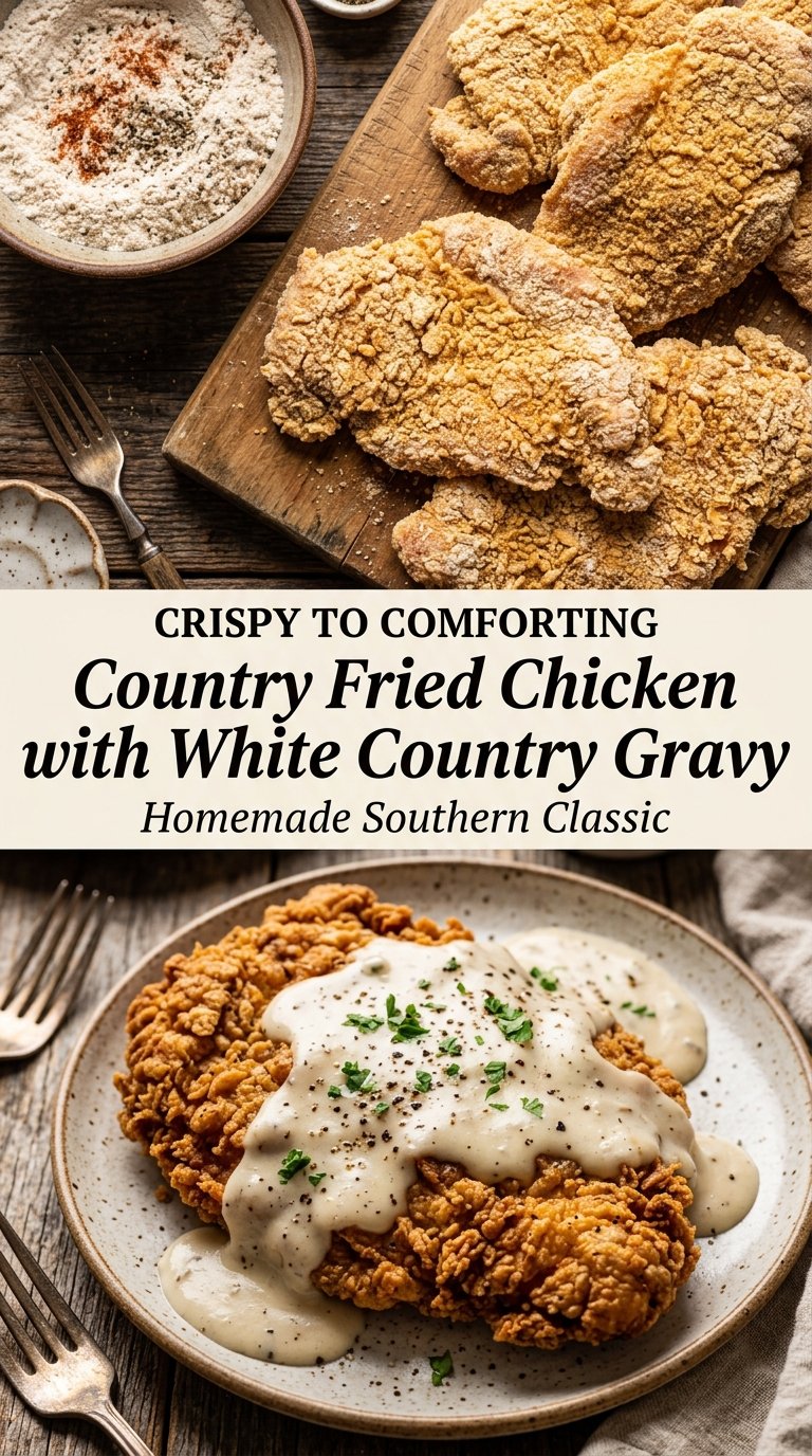 Country Fried Chicken with White Country Gravy crispy creamy comfort